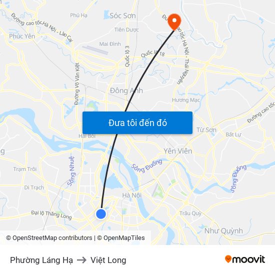 Phường Láng Hạ to Việt Long map