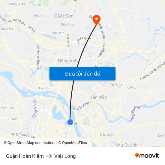 Quận Hoàn Kiếm to Việt Long map