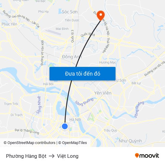 Phường Hàng Bột to Việt Long map