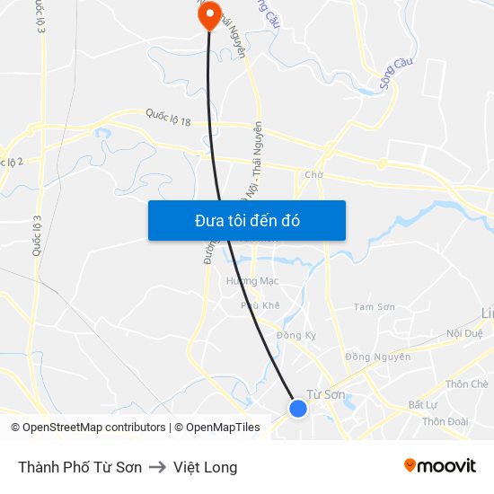 Thành Phố Từ Sơn to Việt Long map