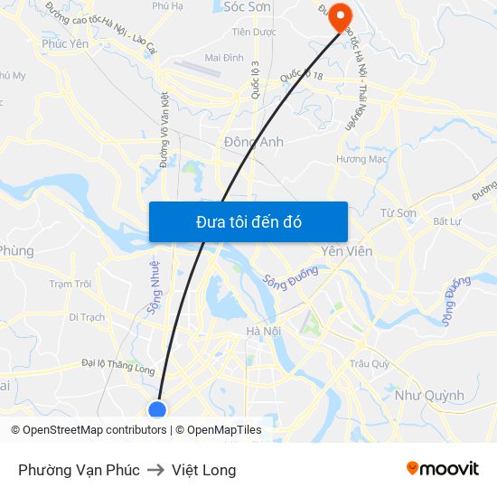 Phường Vạn Phúc to Việt Long map