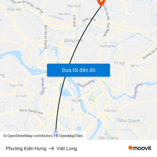 Phường Kiến Hưng to Việt Long map