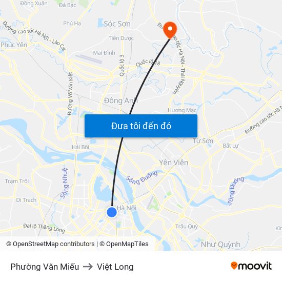 Phường Văn Miếu to Việt Long map