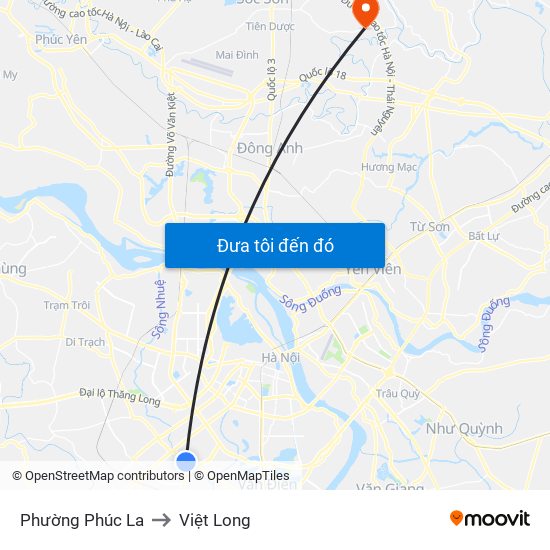 Phường Phúc La to Việt Long map