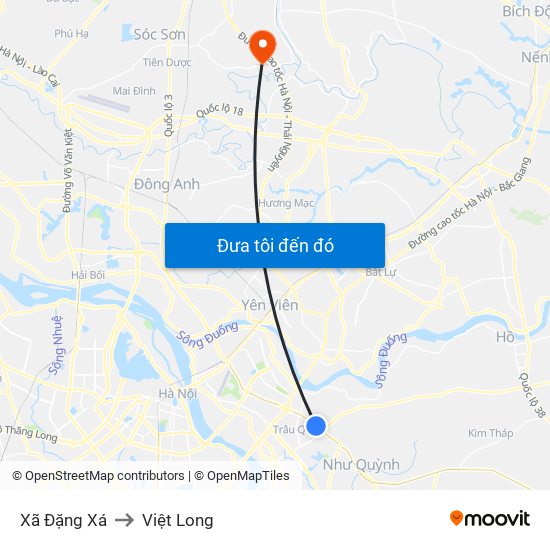 Xã Đặng Xá to Việt Long map