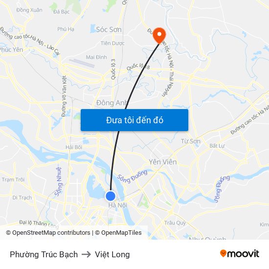Phường Trúc Bạch to Việt Long map