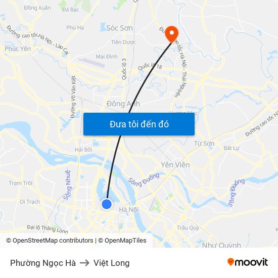 Phường Ngọc Hà to Việt Long map