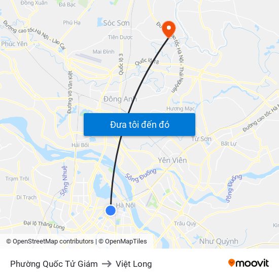 Phường Quốc Tử Giám to Việt Long map