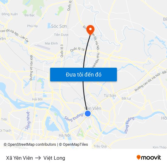 Xã Yên Viên to Việt Long map