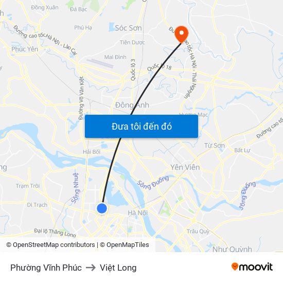 Phường Vĩnh Phúc to Việt Long map