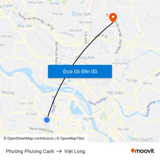 Phường Phương Canh to Việt Long map
