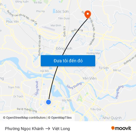 Phường Ngọc Khánh to Việt Long map