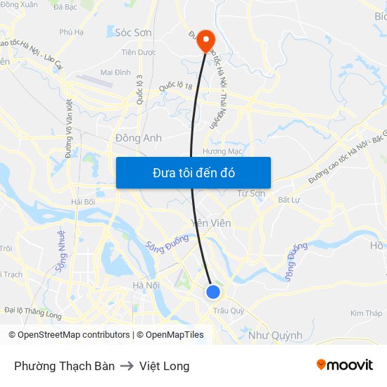 Phường Thạch Bàn to Việt Long map