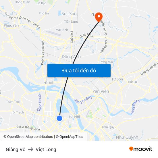 Giảng Võ to Việt Long map