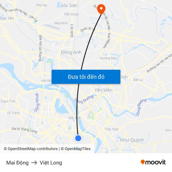 Mai Động to Việt Long map