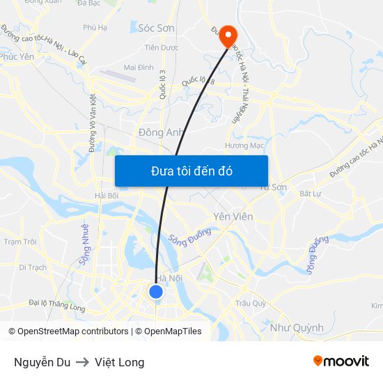 Nguyễn Du to Việt Long map