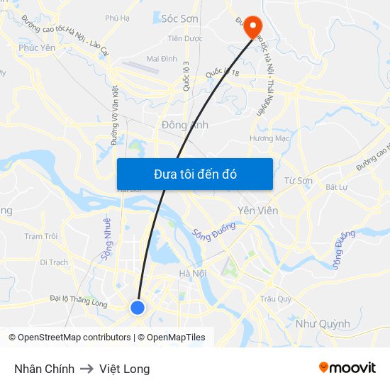 Nhân Chính to Việt Long map