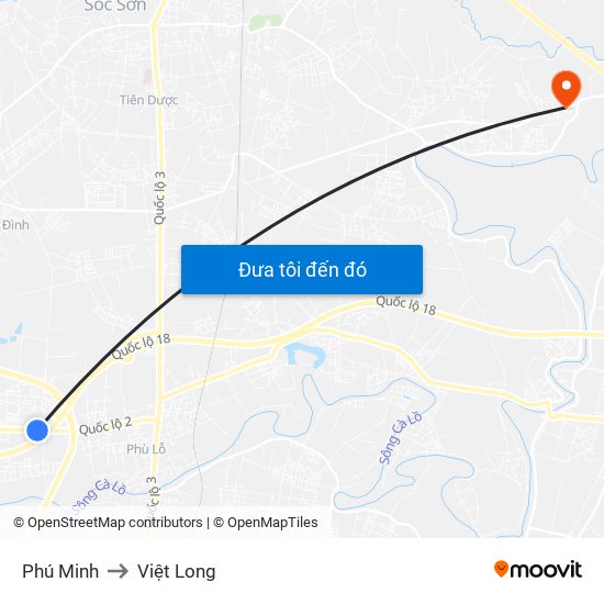 Phú Minh to Việt Long map