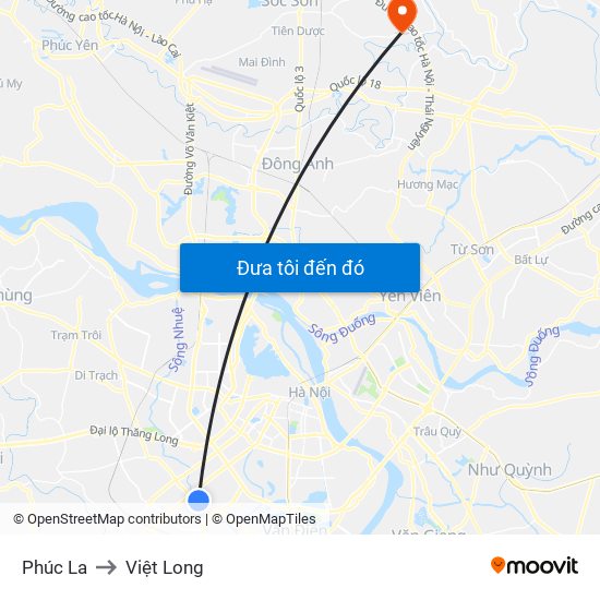Phúc La to Việt Long map