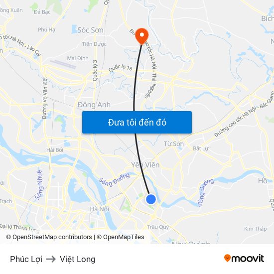 Phúc Lợi to Việt Long map