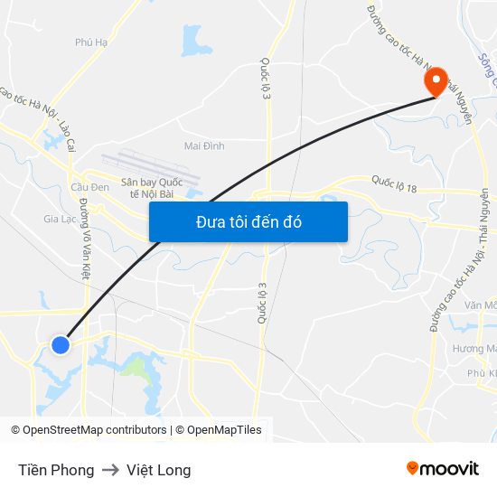 Tiền Phong to Việt Long map