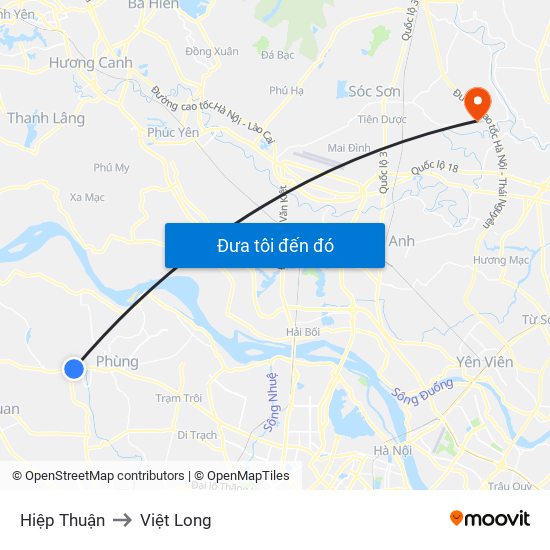 Hiệp Thuận to Việt Long map