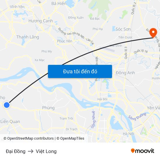Đại Đồng to Việt Long map