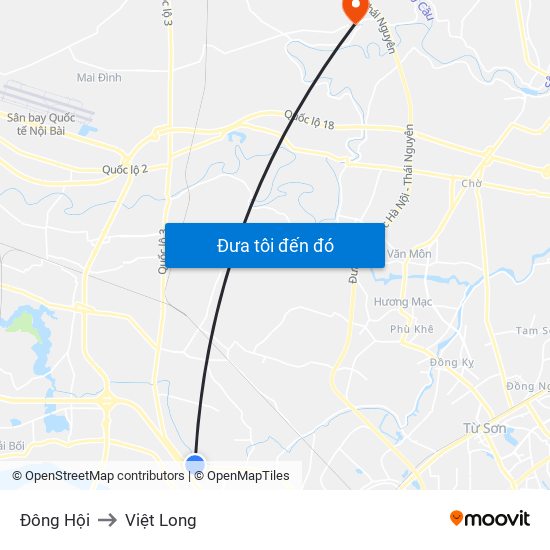 Đông Hội to Việt Long map