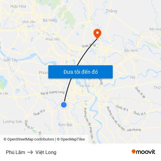 Phú Lãm to Việt Long map