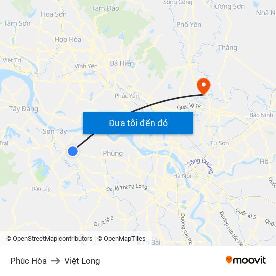 Phúc Hòa to Việt Long map