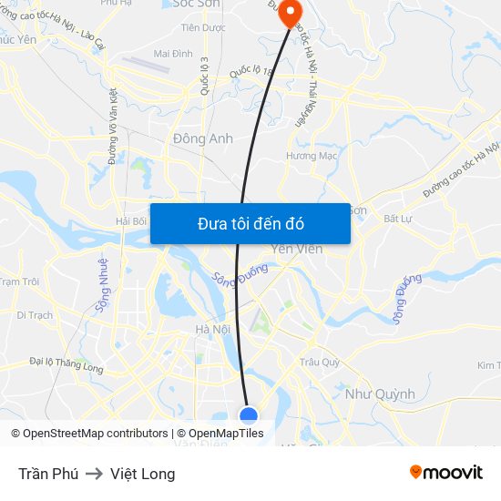 Trần Phú to Việt Long map