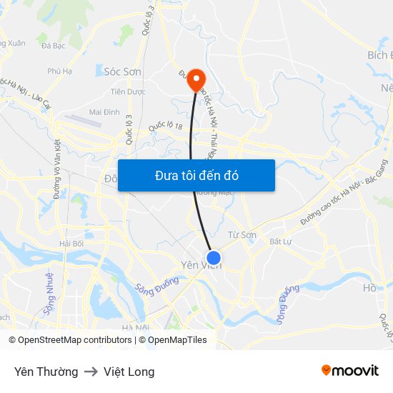 Yên Thường to Việt Long map