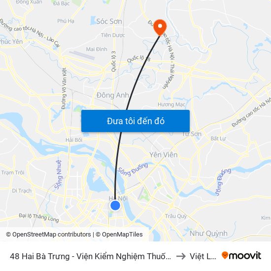 48 Hai Bà Trưng - Viện Kiểm Nghiệm Thuốc Trung Ương to Việt Long map