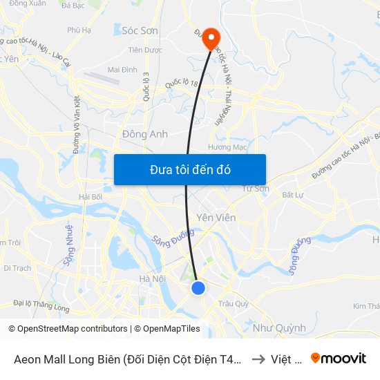 Aeon Mall Long Biên (Đối Diện Cột Điện T4a/2a-B Đường Cổ Linh) to Việt Long map