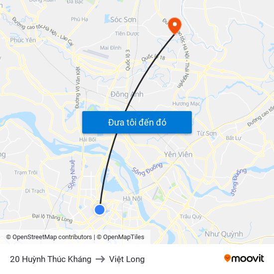 20 Huỳnh Thúc Kháng to Việt Long map