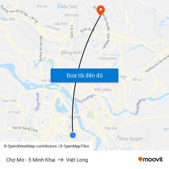 Chợ Mơ - 5 Minh Khai to Việt Long map