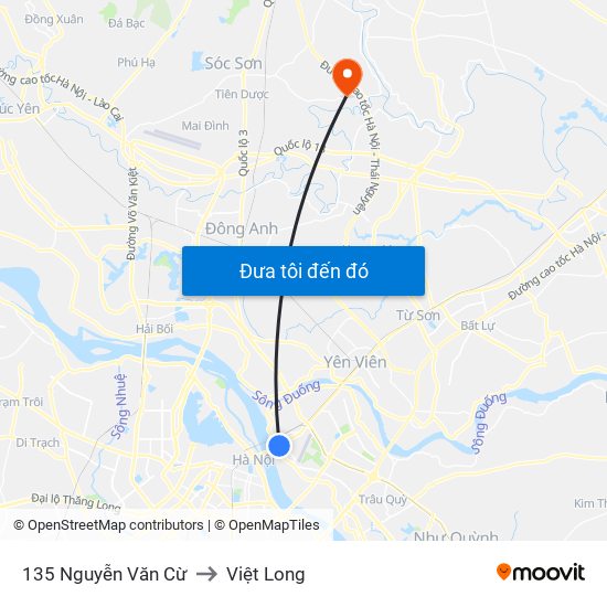 135 Nguyễn Văn Cừ to Việt Long map