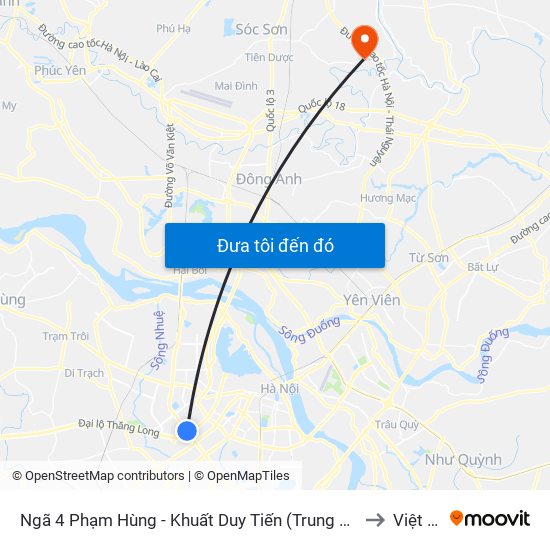 Ngã 4 Phạm Hùng - Khuất Duy Tiến (Trung Tâm Hội Nghị Quốc Gia) to Việt Long map