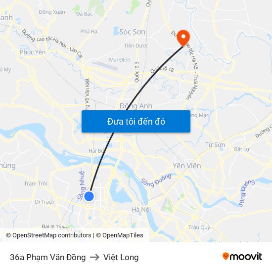 36a Phạm Văn Đồng to Việt Long map