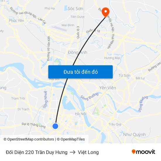 Đối Diện 220 Trần Duy Hưng to Việt Long map