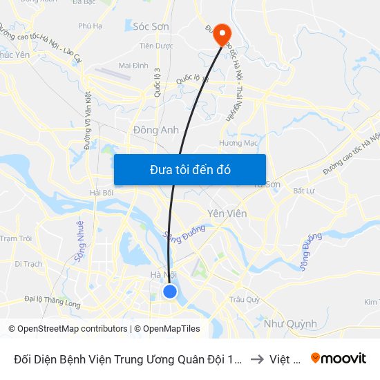 Đối Diện Bệnh Viện Trung Ương Quân Đội 108 - Trần Hưng Đạo to Việt Long map