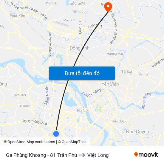 Ga Phùng Khoang - 81 Trần Phú to Việt Long map