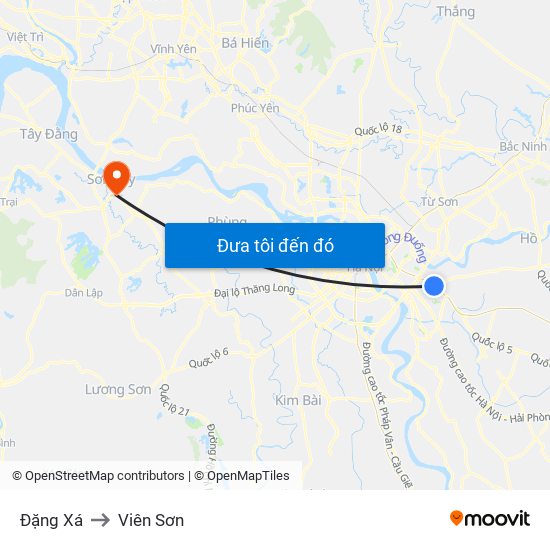 Đặng Xá to Viên Sơn map