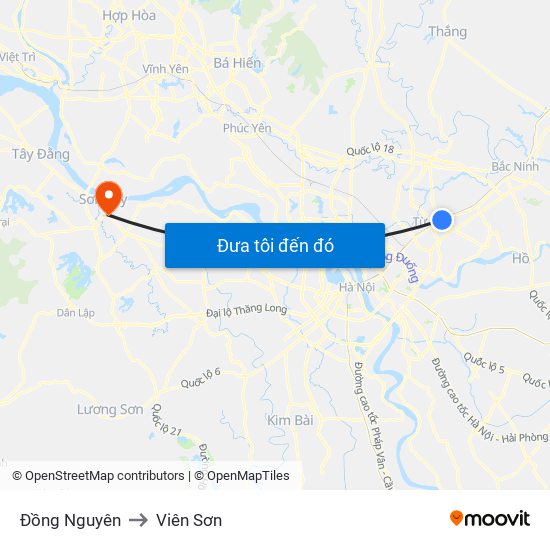 Đồng Nguyên to Viên Sơn map