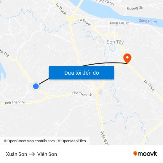 Xuân Sơn to Viên Sơn map