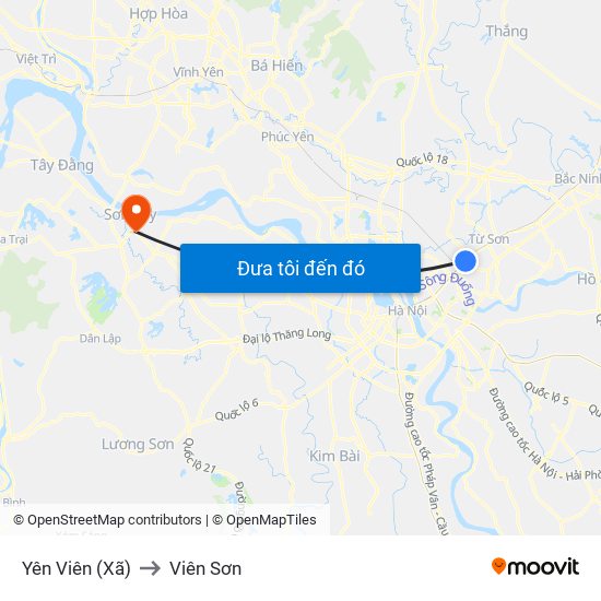 Yên Viên (Xã) to Viên Sơn map