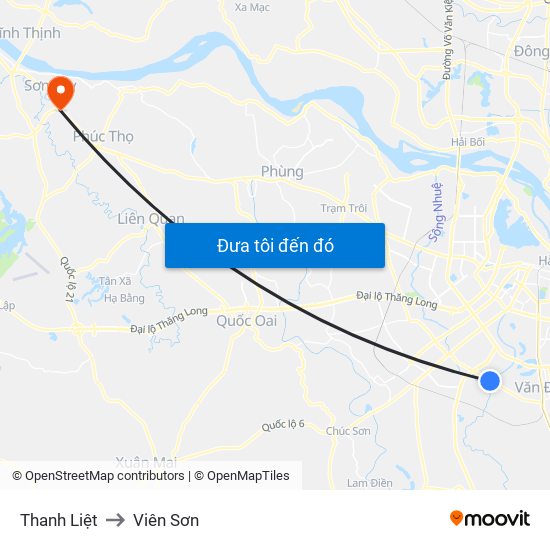 Thanh Liệt to Viên Sơn map