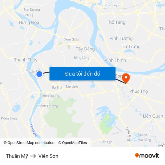 Thuần Mỹ to Viên Sơn map
