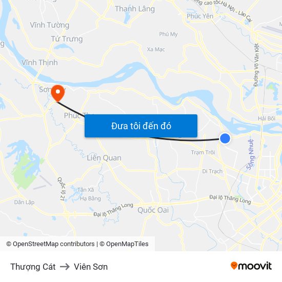 Thượng Cát to Viên Sơn map