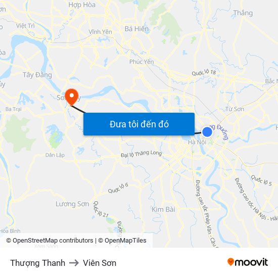Thượng Thanh to Viên Sơn map
